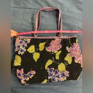 Christiana Lapetina vintage beaded lilac silk bag satchel tote black purple